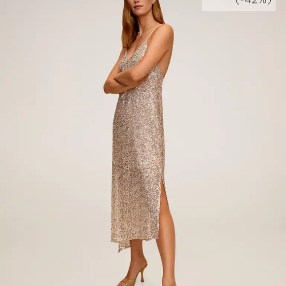 Mango Dresses & Skirts - NEW MANGO Asymmetric sequin dress size 4